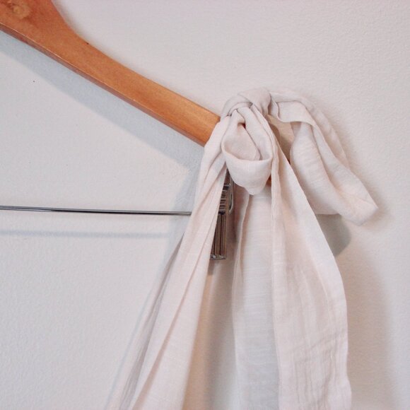 Hyfve Babydoll Mini Dress Cream Boho Tiered Ruffle Tie Sleeveless Straps Medium - Picture 7 of 13